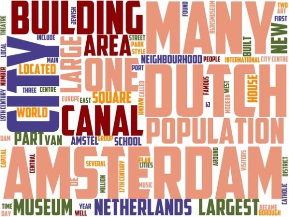 Amsterdam Wordart Background: A Hand-Drawn Word Cloud for Creative Projects